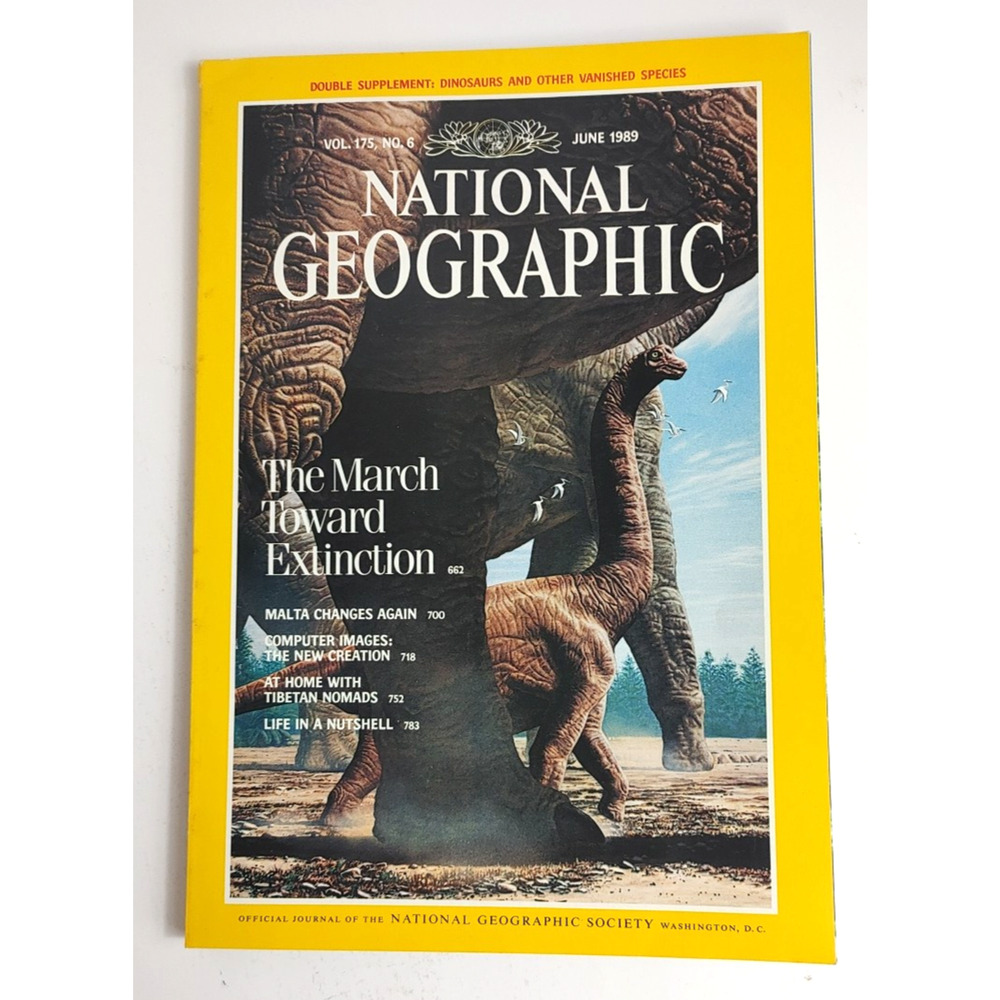 June 1989 National Geographic Magazine With Map Dinosaur Extinction Tibetan